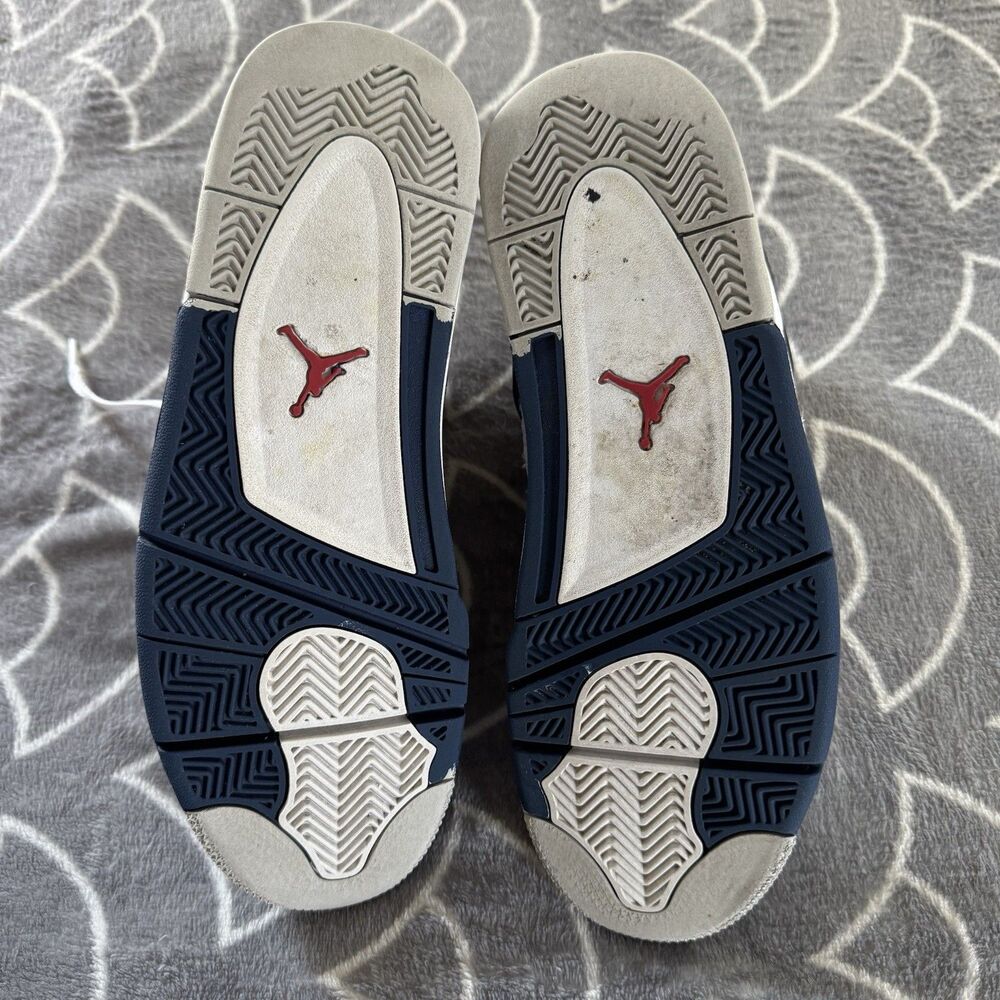 Jordan Air Jordan 4 Retro White Navy Black Men's Sneaker Size 10 - Picture 8 of 16